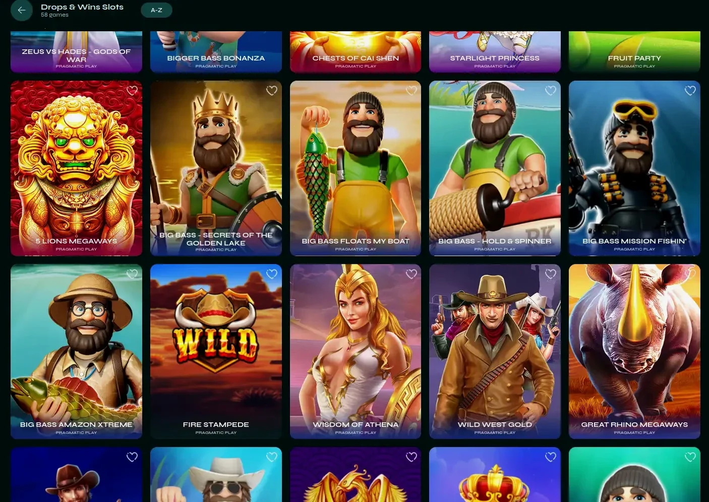 Art Casino Spielauswahl